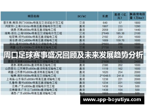 周口足球赛事盛况回顾及未来发展趋势分析